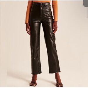 Abercrombie & Fitch The Ankle Straight Ultra High Rise Faux Leather Black Pants